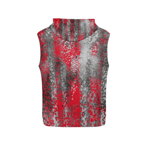 psychedelic geometric polygon shape pattern abstract in black and red All Over Print Sleeveless Hoodie for Men (Model H15)