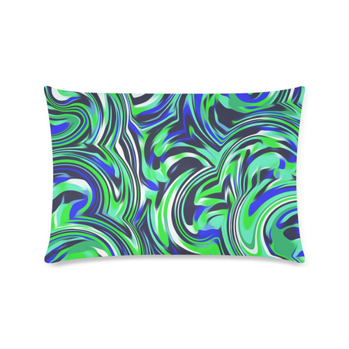 spiral line drawing abstract pattern in blue and green Custom Rectangle Pillow Case 16"x24" (one side)