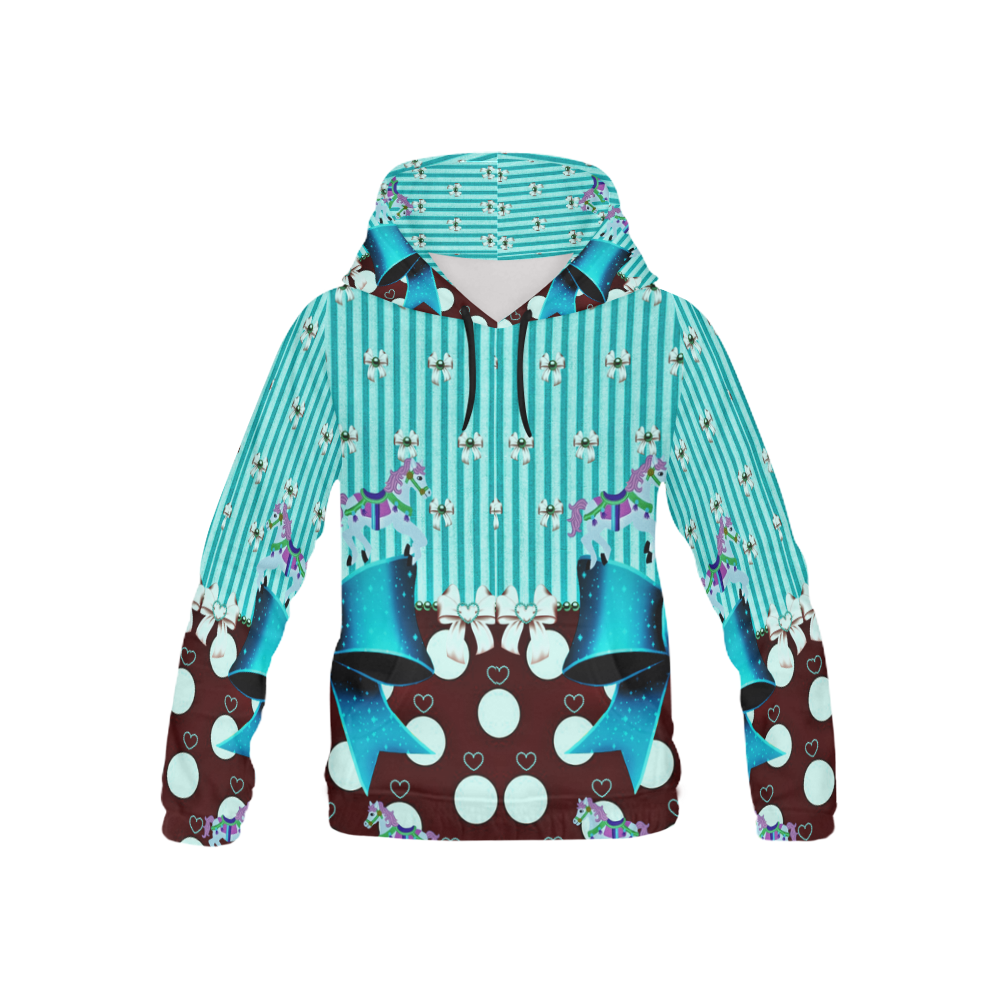 ponies and bows - kids All Over Print Hoodie for Kid (USA Size) (Model H13)