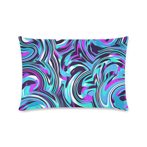 spiral line drawing abstract pattern in blue pink black Custom Rectangle Pillow Case 16"x24" (one side)