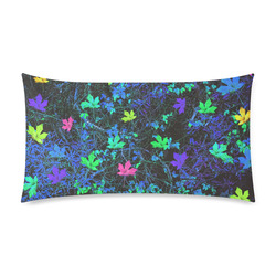 maple leaf in pink green purple blue yellow with blue creepers plants background Custom Rectangle Pillow Case 20"x36" (one side)