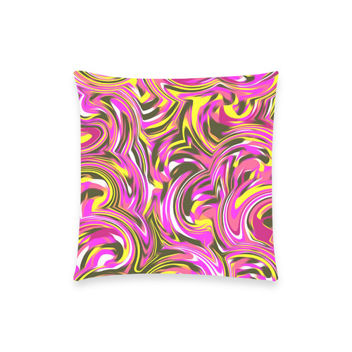 spiral line drawing abstract pattern in pink yellow black Custom  Pillow Case 18"x18" (one side) No Zipper