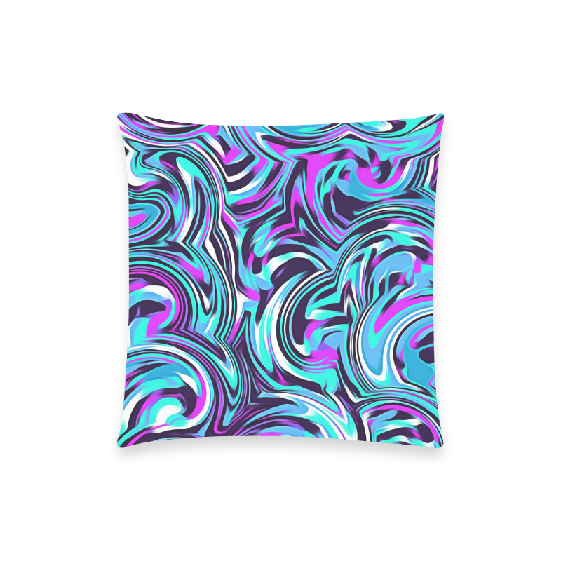 spiral line drawing abstract pattern in blue pink black Custom  Pillow Case 18"x18" (one side) No Zipper