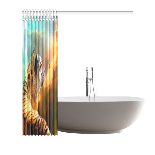 Tiger and Nebula Shower Curtain 72"x72"