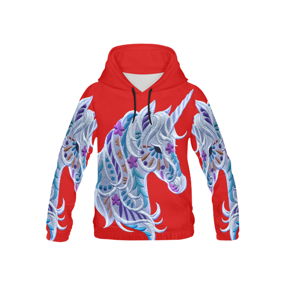 unicorn love red- kids All Over Print Hoodie for Kid (USA Size) (Model H13)