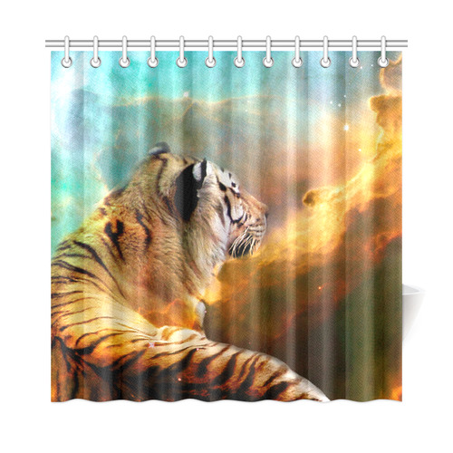 Tiger and Nebula Shower Curtain 72"x72"