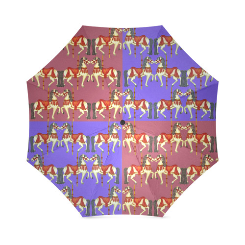 patchwork carousel ponies Foldable Umbrella (Model U01)