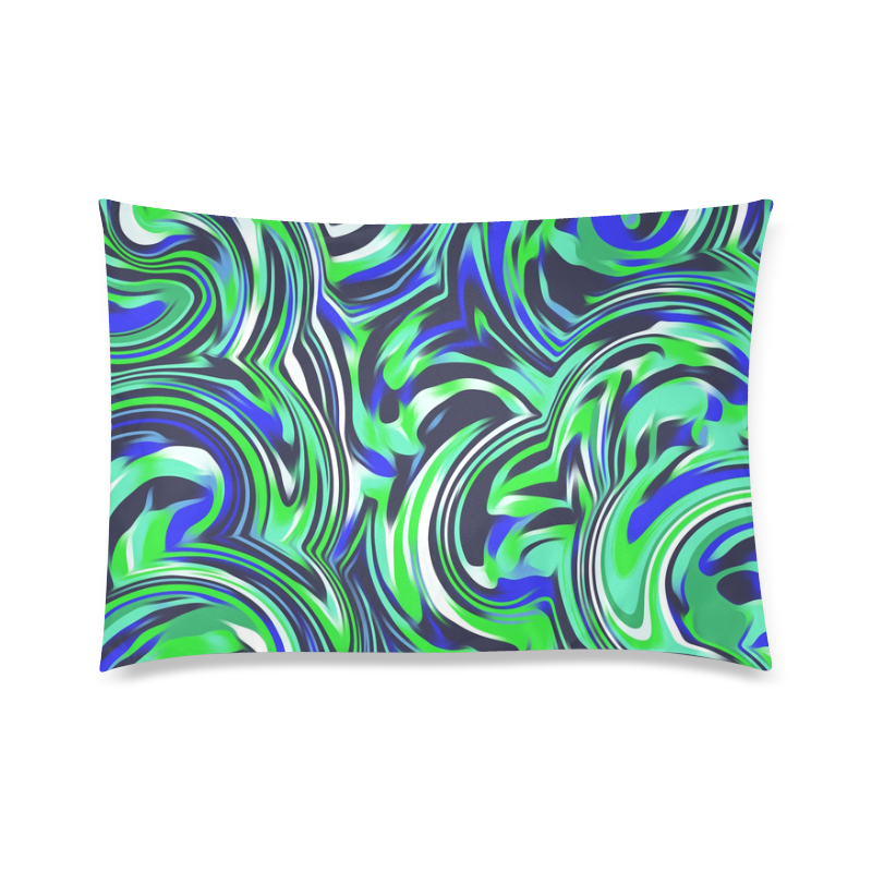 spiral line drawing abstract pattern in blue and green Custom Zippered Pillow Case 20"x30" (one side)