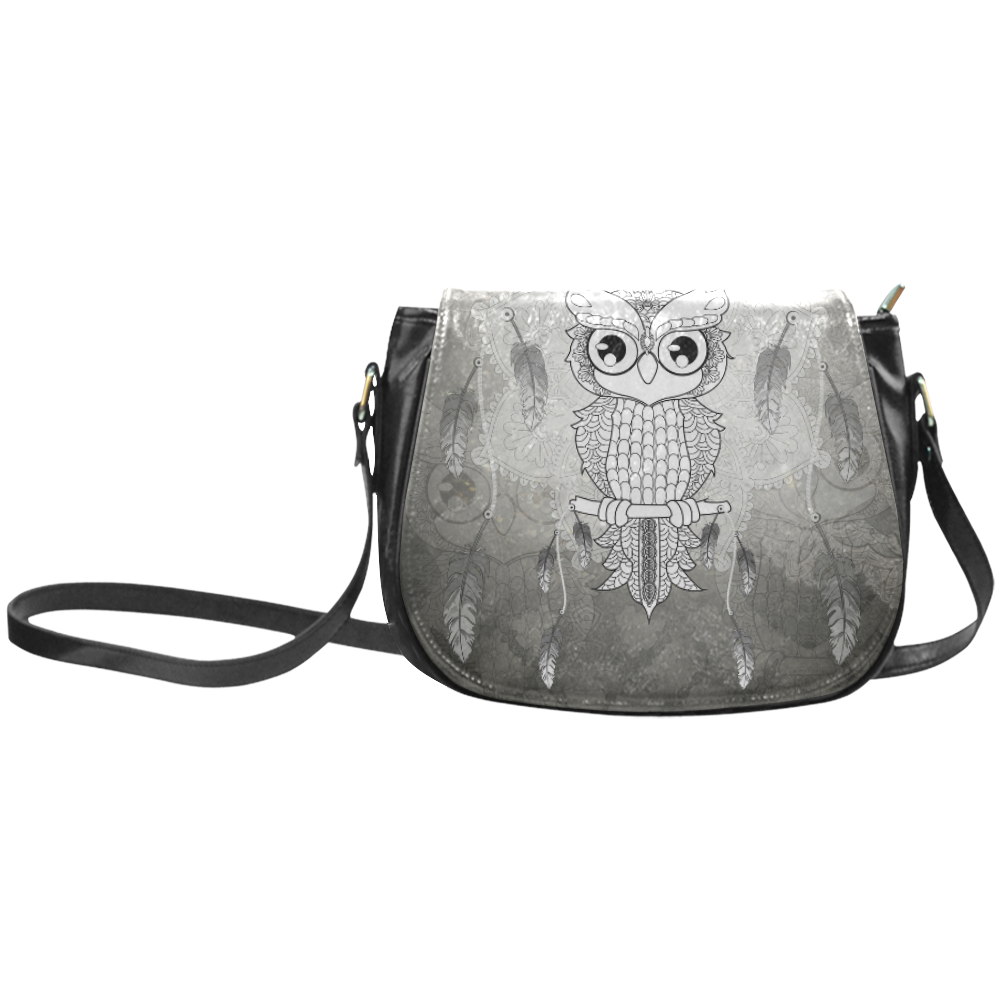 Cute owl, mandala design Classic Saddle Bag/Large (Model 1648)