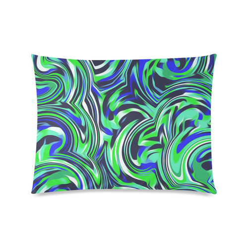 spiral line drawing abstract pattern in blue and green Custom Picture Pillow Case 20"x26" (one side)