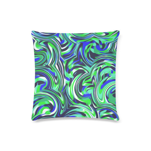 spiral line drawing abstract pattern in blue and green Custom Zippered Pillow Case 16"x16"(Twin Sides)