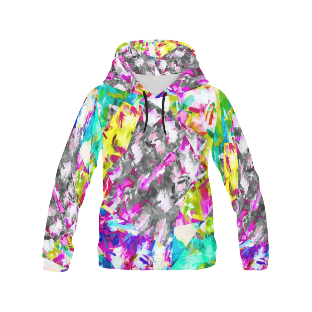 camouflage psychedelic splash painting abstract in pink blue yellow green purple All Over Print Hoodie for Men (USA Size) (Model H13)