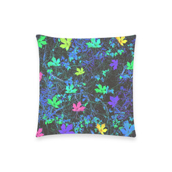 maple leaf in pink green purple blue yellow with blue creepers plants background Custom  Pillow Case 18"x18" (one side) No Zipper