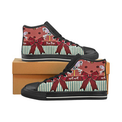 rockabilly carousel pony 4 kids shoes High Top Canvas Shoes for Kid (Model 017)