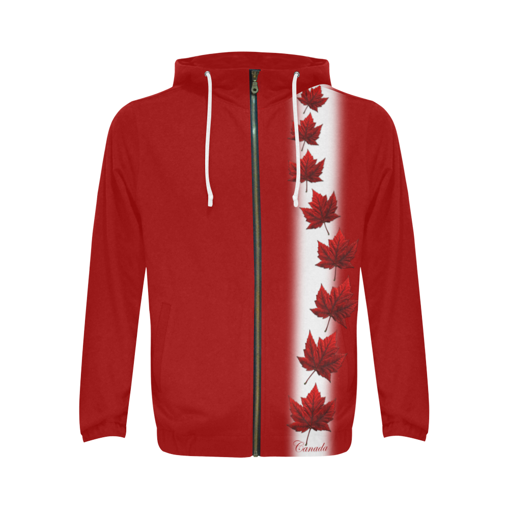 Canada Souvenir Hoodies Canada Kangaroo Jackets All Over Print Full Zip Hoodie for Men (Model H14)