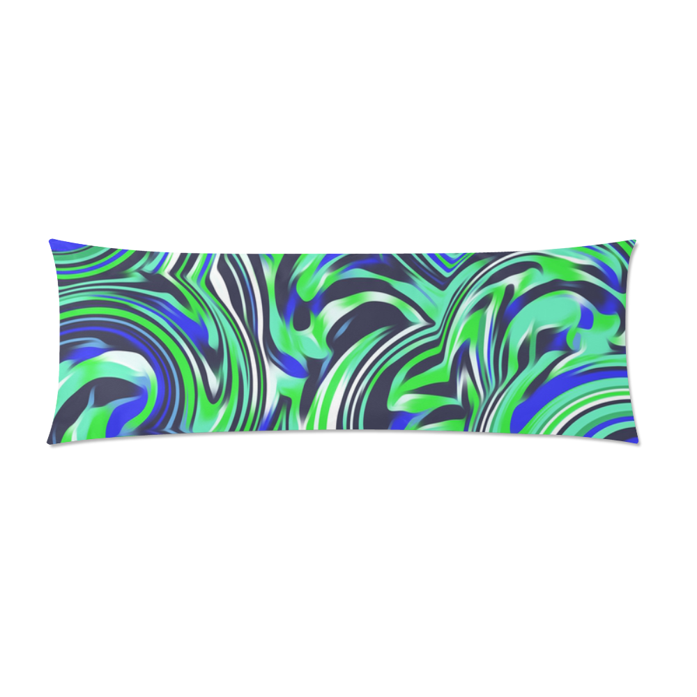 spiral line drawing abstract pattern in blue and green Custom Zippered Pillow Case 21"x60"(Two Sides)