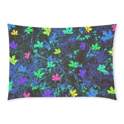 maple leaf in pink green purple blue yellow with blue creepers plants background Custom Rectangle Pillow Case 20x30 (One Side)