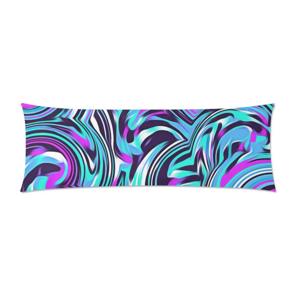 spiral line drawing abstract pattern in blue pink black Custom Zippered Pillow Case 21"x60"(Two Sides)