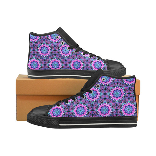 Mandala shades of pink kids shoes High Top Canvas Shoes for Kid (Model 017)