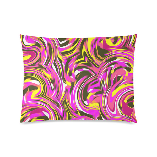 spiral line drawing abstract pattern in pink yellow black Custom Picture Pillow Case 20"x26" (one side)