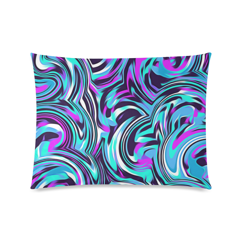 spiral line drawing abstract pattern in blue pink black Custom Picture Pillow Case 20"x26" (one side)