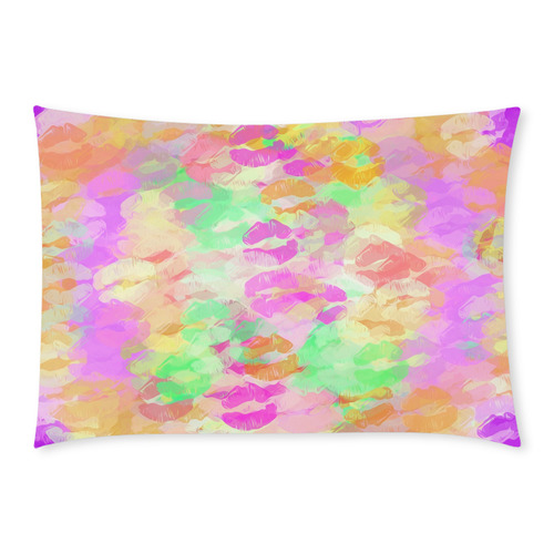 sexy kiss lipstick abstract pattern in pink orange yellow green Custom Rectangle Pillow Case 20x30 (One Side)