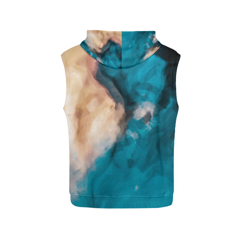 vintage splash painting texture abstract in blue and brown All Over Print Sleeveless Hoodie for Men (Model H15)