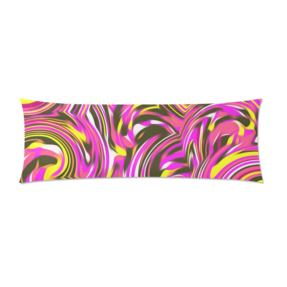 spiral line drawing abstract pattern in pink yellow black Custom Zippered Pillow Case 21"x60"(Two Sides)