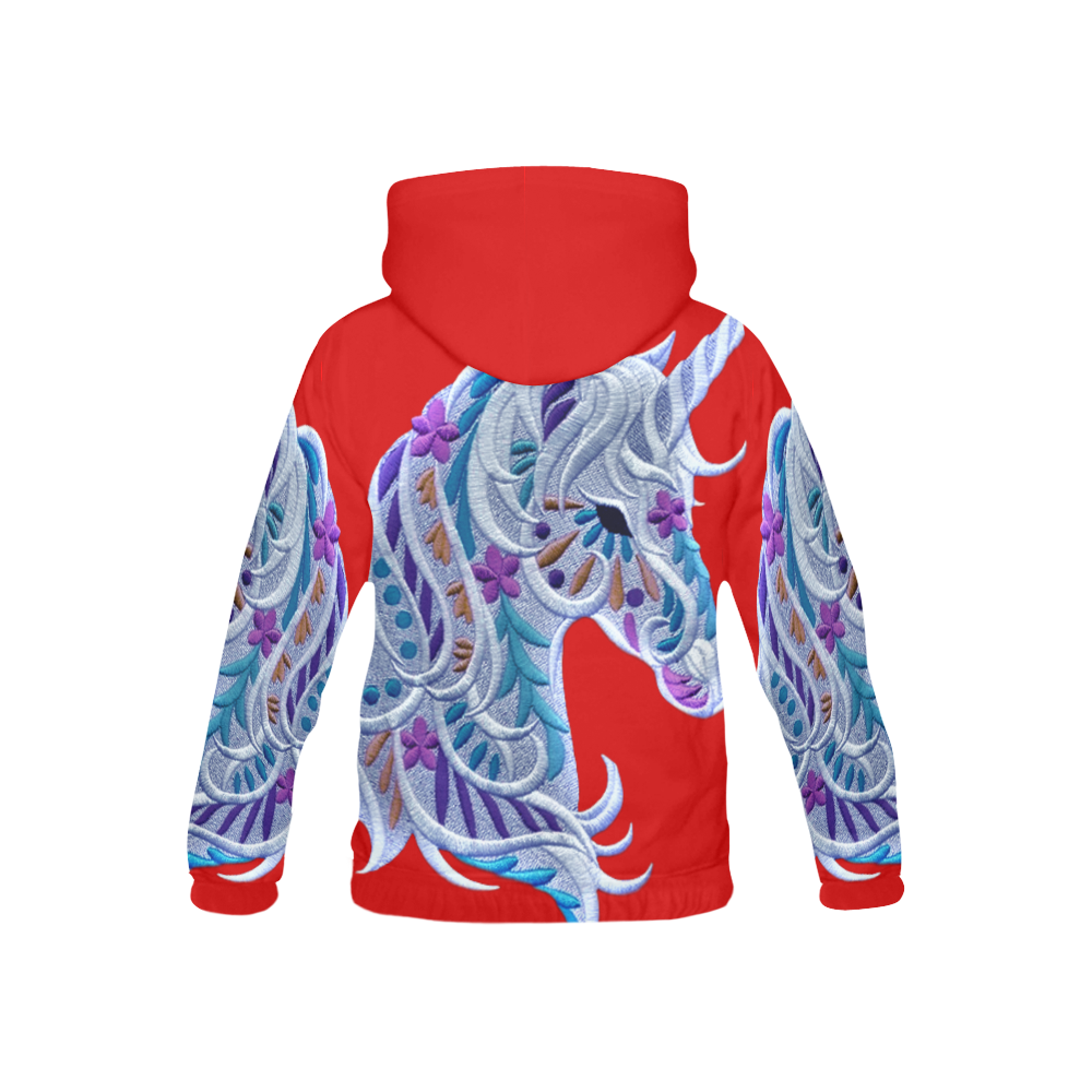 unicorn love red- kids All Over Print Hoodie for Kid (USA Size) (Model H13)