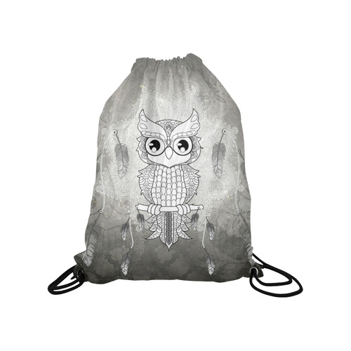 Cute owl, mandala design Medium Drawstring Bag Model 1604 (Twin Sides) 13.8"(W) * 18.1"(H)