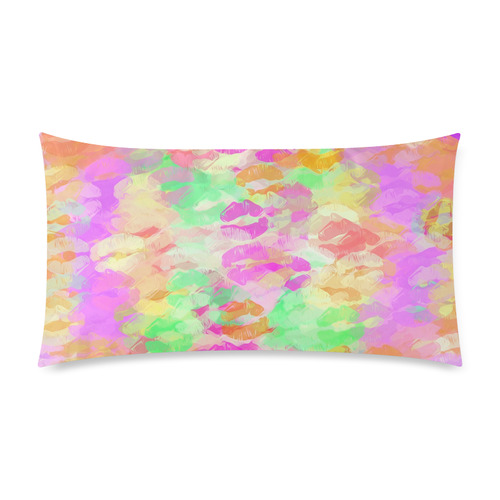 sexy kiss lipstick abstract pattern in pink orange yellow green Custom Rectangle Pillow Case 20"x36" (one side)