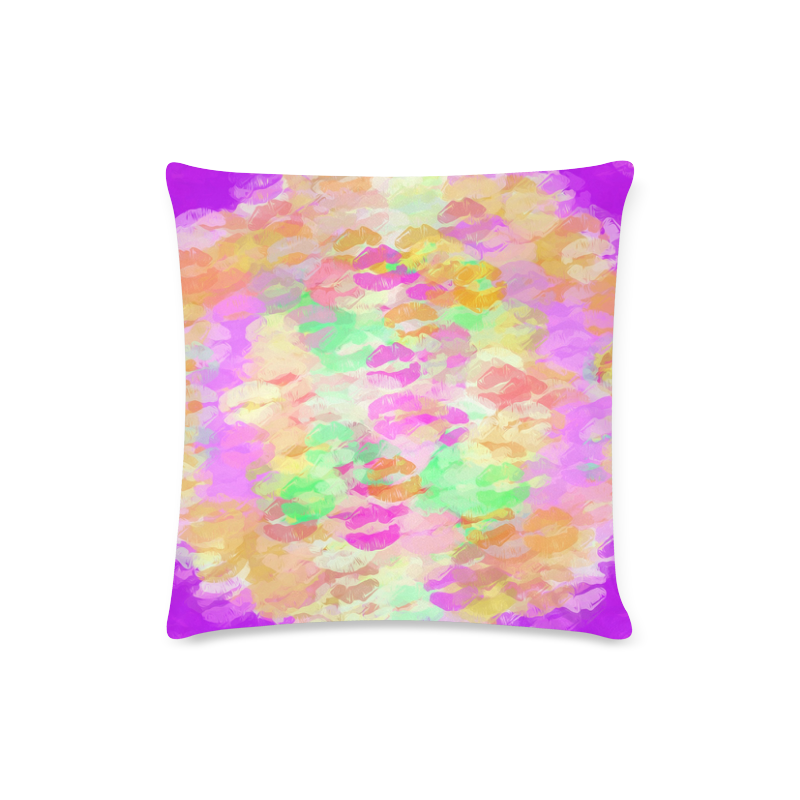 sexy kiss lipstick abstract pattern in pink orange yellow green Custom Zippered Pillow Case 16"x16"(Twin Sides)