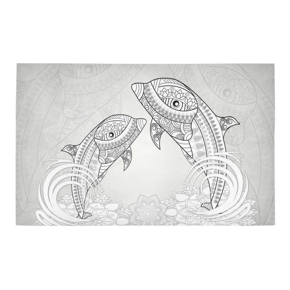 Funny dolphin, mandala design Bath Rug 20''x 32''