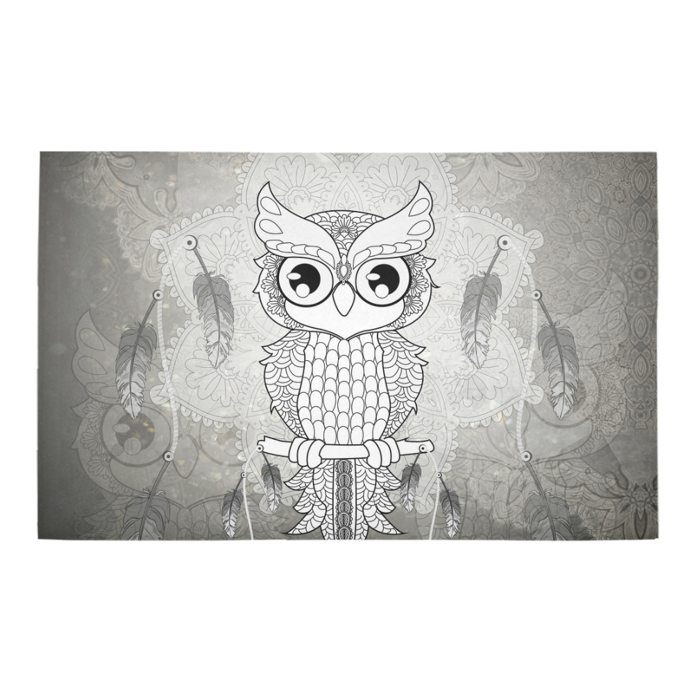 Cute owl, mandala design Bath Rug 20''x 32''