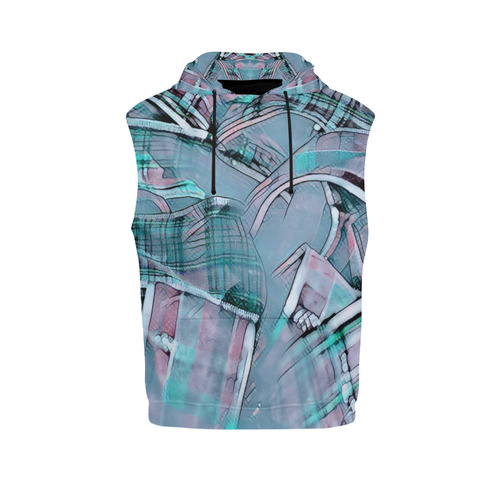 another modern moment, aqua by FeelGood All Over Print Sleeveless Hoodie for Women (Model H15)