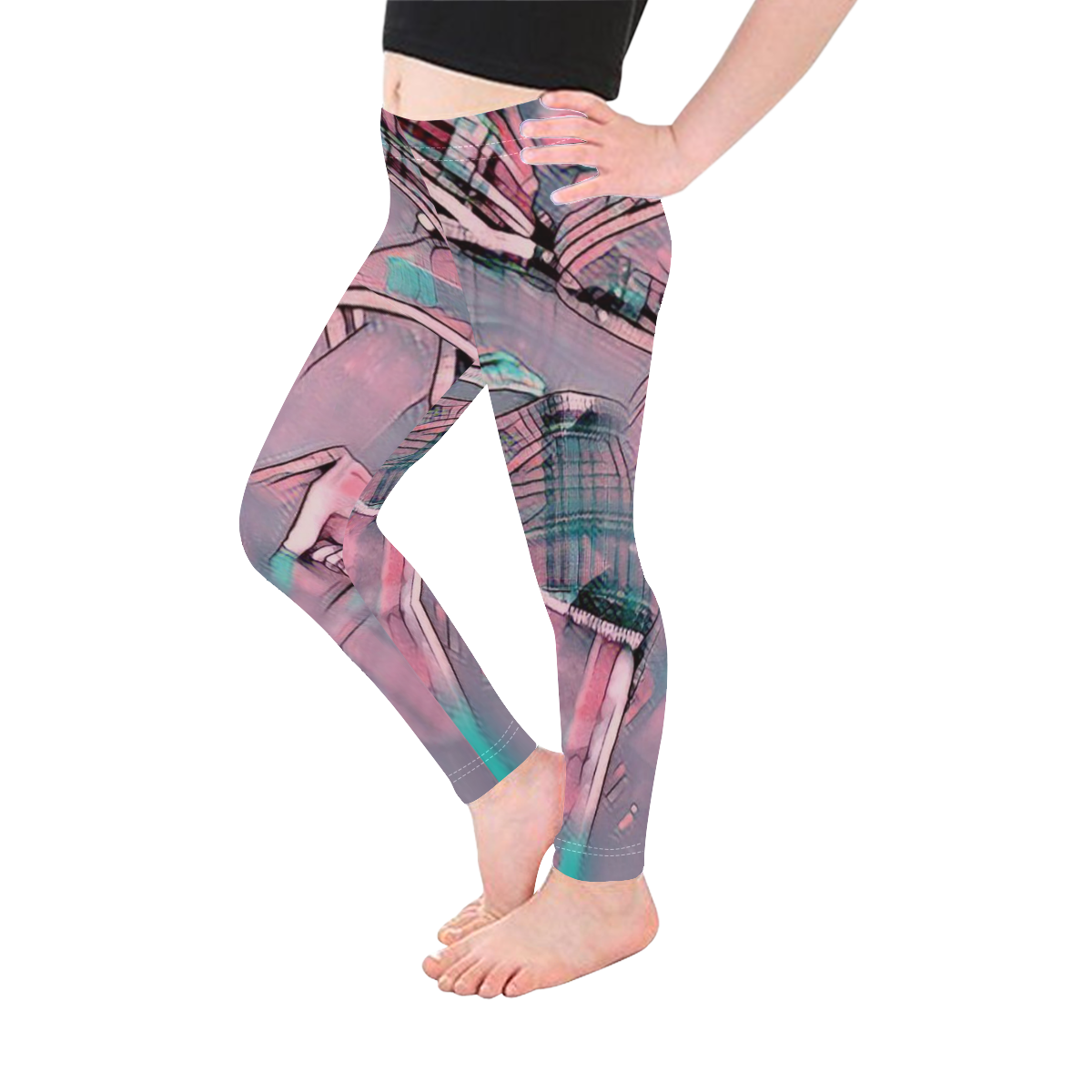 another modern moment, pink by FeelGood Kid's Ankle Length Leggings (Model L06)