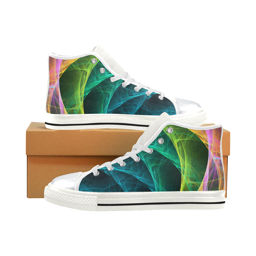 aura waves High Top Canvas Shoes for Kid (Model 017)