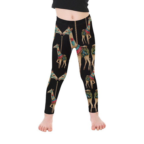 prancing carousel giraffes. black kids  leggings Kid's Ankle Length Leggings (Model L06)