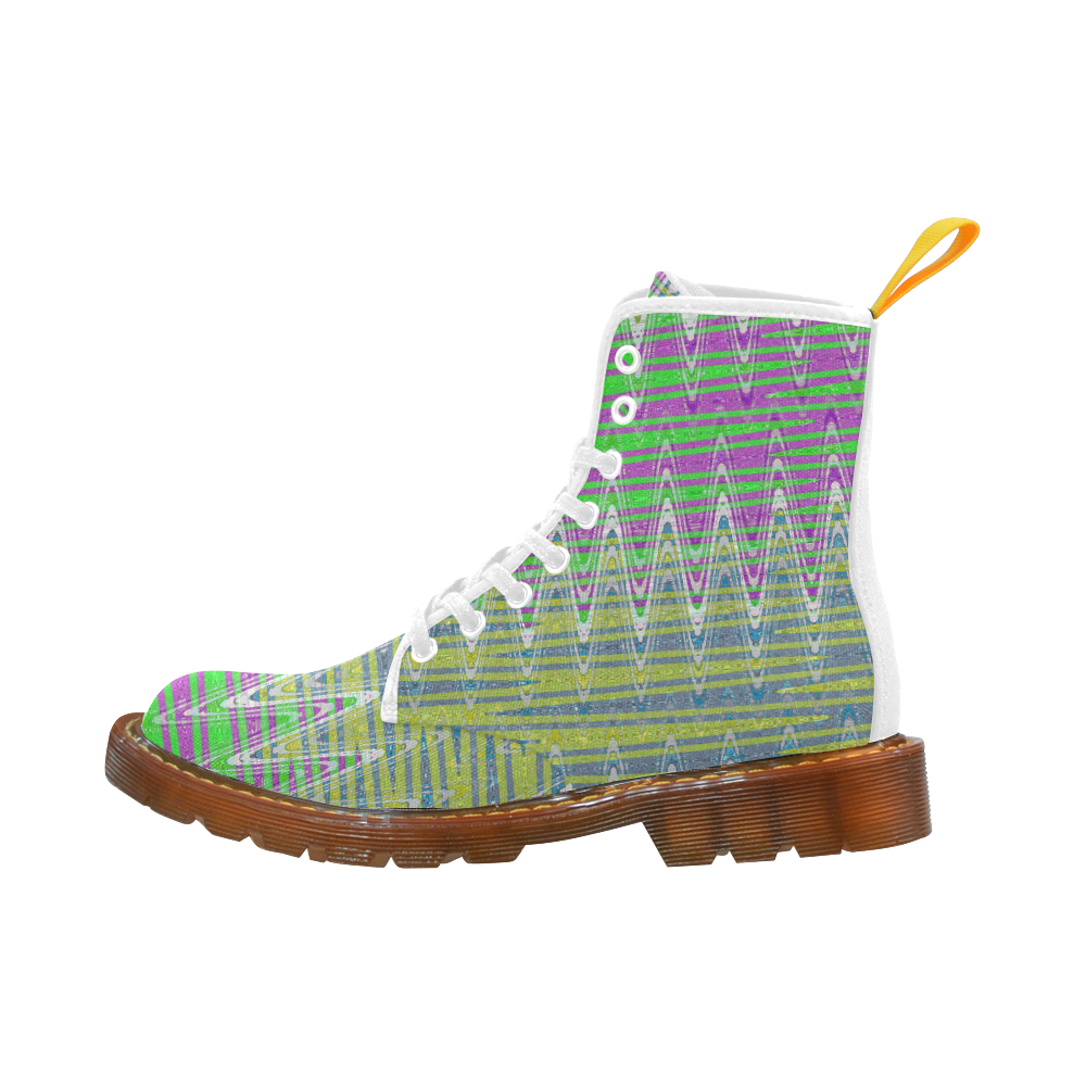 Colorful Pastel Zigzag Waves Pattern Martin Boots For Women Model 1203H