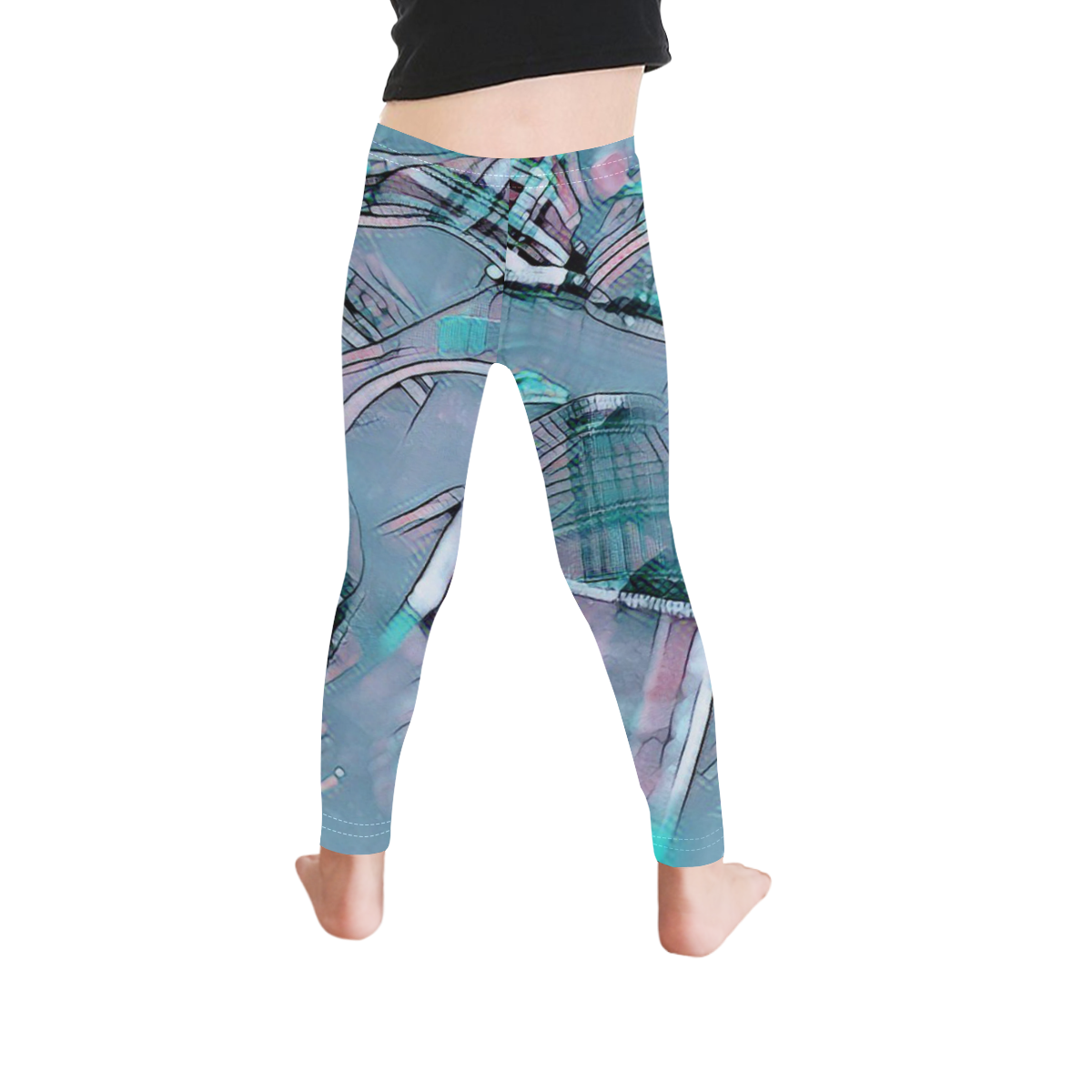 another modern moment, aqua by FeelGood Kid's Ankle Length Leggings (Model L06)