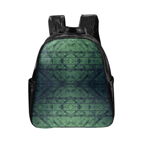 Sci-Fi Green Monster  Geometric design Multi-Pockets Backpack (Model 1636)