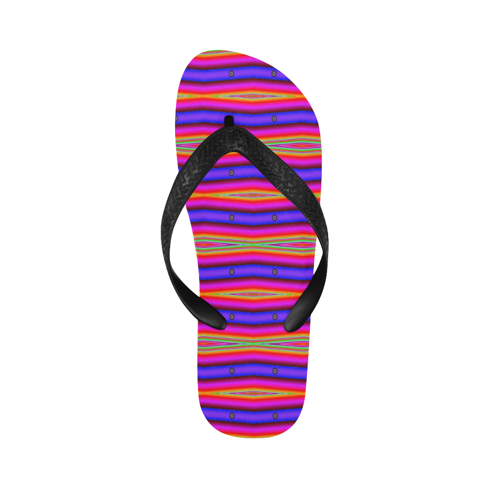 Bright Pink Purple Stripe Abstract Flip Flops for Men/Women (Model 040)
