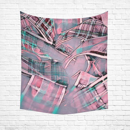 another modern moment, pink by FeelGood Cotton Linen Wall Tapestry 51"x 60"