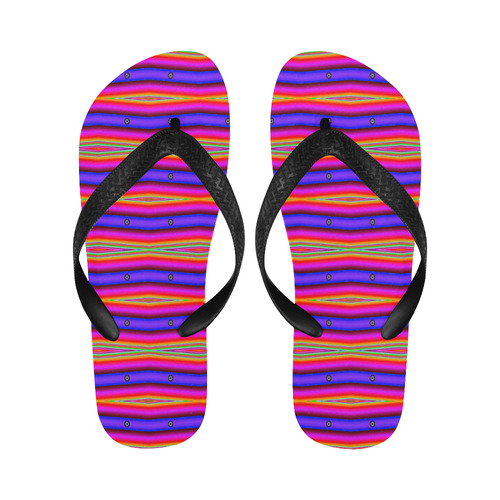 Bright Pink Purple Stripe Abstract Flip Flops for Men/Women (Model 040)
