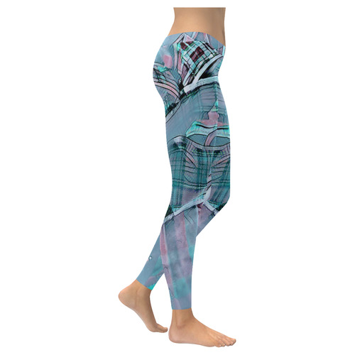 another modern moment, aqua by FeelGood Women's Low Rise Leggings (Invisible Stitch) (Model L05)