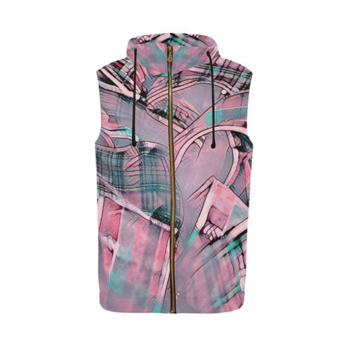 another modern moment, pink by FeelGood All Over Print Sleeveless Zip Up Hoodie for Men (Model H16)