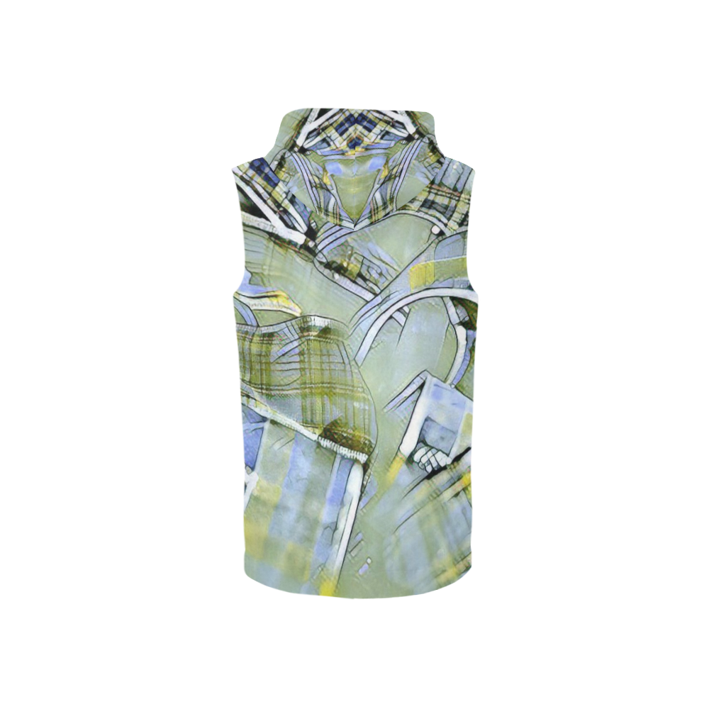 another modern moment, yellow by FeelGood All Over Print Sleeveless Zip Up Hoodie for Women (Model H16)