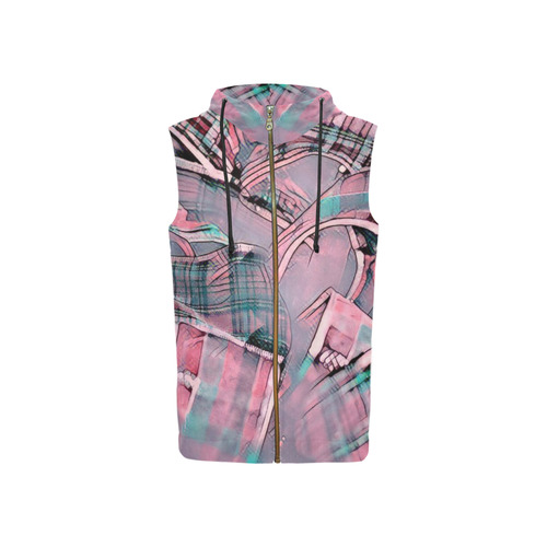 another modern moment, pink by FeelGood All Over Print Sleeveless Zip Up Hoodie for Women (Model H16)