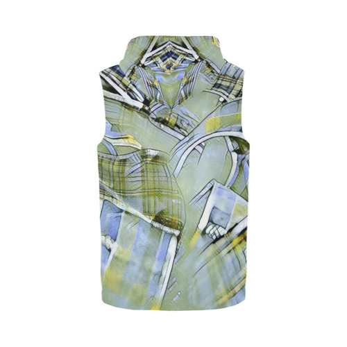 another modern moment, yellow by FeelGood All Over Print Sleeveless Zip Up Hoodie for Men (Model H16)
