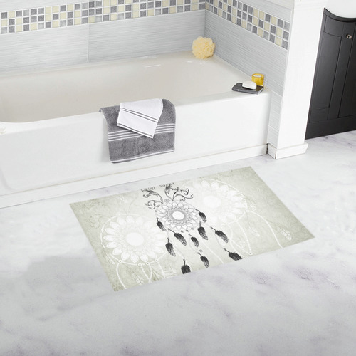 Dreamcatcher in black and white Bath Rug 16''x 28''